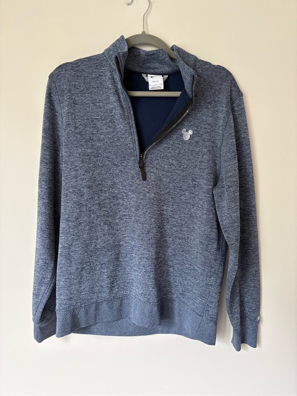 Disney Nike Men's Heathered Navy Quarter-Zip Pullover